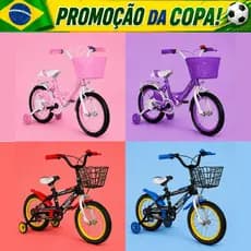 Bicicleta Infantil 3-7 Anos Aro 14 com LED + Freio V-Brake + Cestinho + Pneu + Paralama + Sininho