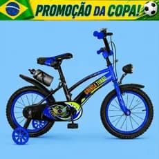 Bicicleta Infantil Aro 16 Old School Azul 4 a 8 Anos LED + Pneu Grosso + Farol + Rodinhas + Freio V-Brake Completa