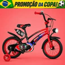 Bicicleta Infantil Aro 16 Old School Vermelha 4 a 8 Anos LED + Pneu Grosso + Farol + Rodinhas + Freio V-Brake Completa