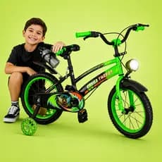 Bicicleta Infantil Aro 16 Old School Verde 4 a 8 Anos LED + Pneu Grosso + Farol + Rodinhas + Freio V-Brake Completa