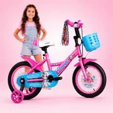 Bicicleta Infantil Aro 20 Princesa 6 a 10 Anos com Miçangas + Cestinha + LED + Rodinhas + Freio V-Brake Completa