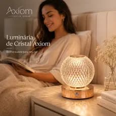Abajur De Mesa Cristal Axiom LED Projetor Touch 3 Cores Bivolt Recarregável Quarto