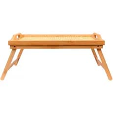 Bandeja Bambu Palhinha 50cm Com Pés Dobráveis Café Cama Notebook Mesa Servir Natural Desjejum Elegante Funcional