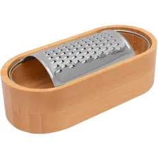 Ralador Queijo Gengibre Legumes Inox Recipiente Bambu Porta Resíduos Cozinha Gourmet Temperos Parmesão Vegetais Prático