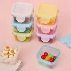 Kit 4 Mini Potes Quadrados com Tampa para Alimentos Temperos Organização de Cozinha e Miudezas