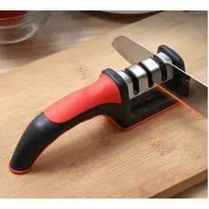 Afiador de Facas Profissional Manual 3 Estágios com Cabo Ergonômico para Cozinha