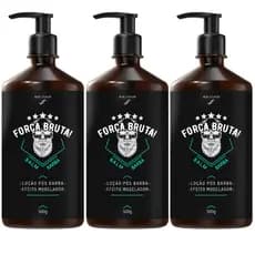 Kit 3 Balm Força Bruta Barba Forte Saudável e Bem Alinhada Uso Diário
