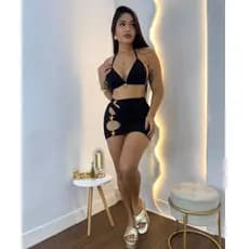 Conjunto Biquini Feminino com Saia Saida de Praia Cortininha 3 Três Peças Moda Praia Luxo Anarruga Premium estilo