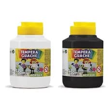 Kit 2 TEMPERA GUACHE Acrilex 250ml - BRANCO e PRETO - 02025