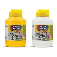 Kit 2 TEMPERA GUACHE Acrilex 250ml - AMARELO e BRANCO 02025