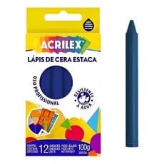 Lápis Cera Estaca AZUL TURQUESA - 12 Unidades ACRILEX - 091100501
