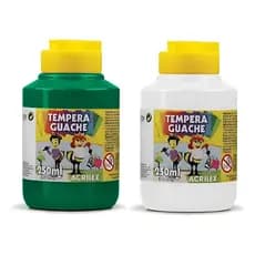 Kit 2 TEMPERA GUACHE Acrilex - 250ml - VERDE e BRANCO