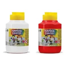 Kit 2 TEMPERA GUACHE Acrilex 250ml - BRANCO e VERMELHO 02025