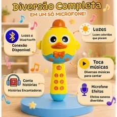 Microfone Infantil com Luzes LED e Karaokê para criancas a partir de 3 anos