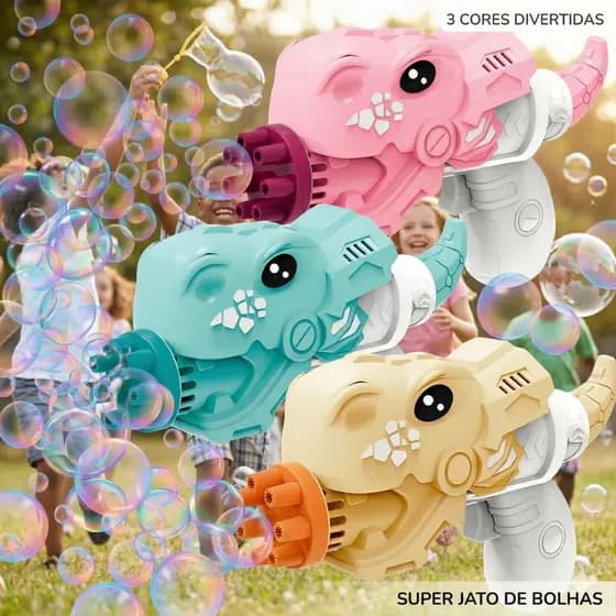 Brinquedo Lança Bolhas Sabão Colorida Dinossauro Menino Menina (ENVIO IMEDIATO)