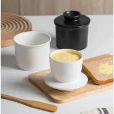 Manteigueira Francesa Porcelana Branca/Preta Porta Manteiga Decoração Mesa(ENVIO IMEDIATO)