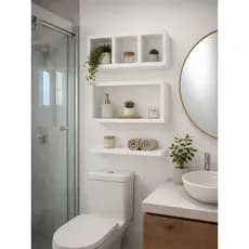 Kit Nichos Banheiro MDF Decorativo Organizador Lavabo 3 Peças