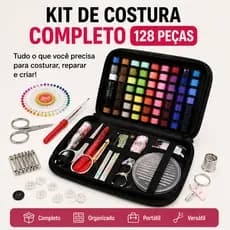 Kit de Costura Profissional com Linhas Coloridas, Agulhas, Tesoura, Alfinetes e Estojo Portátil