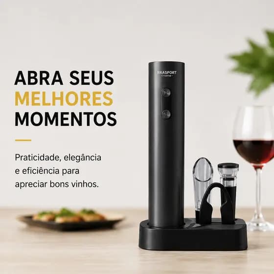 Kit Abridor de Vinho Elétrico Automático com Base de Armazenamento
