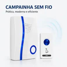 Campainha Sem Fio Residencial com 1 Receptor e 1 Botão, Instalação Fácil para Casa e Escritório