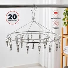Varal Redondo 20 Prendedores Aço Inox Antiferrugem para Meias e Roupas Íntimas