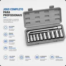 Jogo Soquete 10 Peças Profissional com Estojo Compacto e Resistente