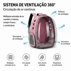 Mochila para Gatos e Cães Pequenos Transparente com Ventilação, Janela Panorâmica e Alças Confortáveis