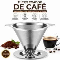 Filtro Coador de Café Reutilizável Aço Inox 304 Malha Ultrafina Sem Papel Premium