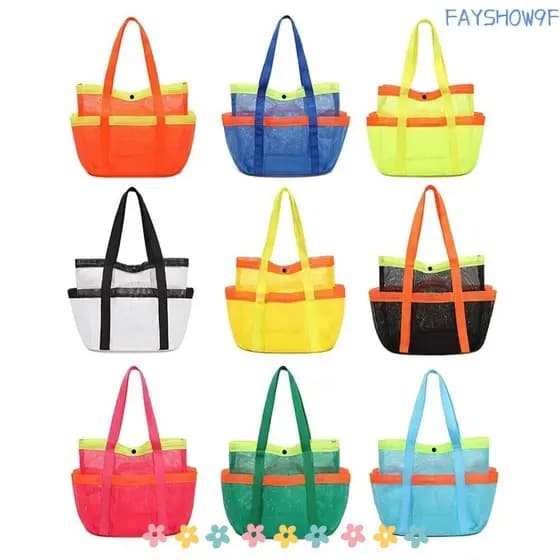 Bolsa Tote De Praia FAYSHOW , De Armazenamento De Malha Dobrável Respirável Portátil De Natação De Secagem Rápida