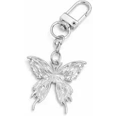 Butterfly Keychain – Animal Keychains Bag Charms for Women with Fluid Silver-Tone Wing Design, Cute Key Chains Gifts for