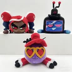 Brinquedo de pelúcia do chefe malvado do Hazbin Hotel, boneco de pelúcia do palhaço da Pousada do Inferno.