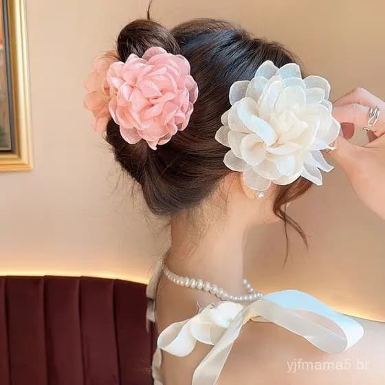 Grandes e lindas presilhas de cabelo em formato de flor, adequadas como acessório de cabelo para meninas delicadas e gen