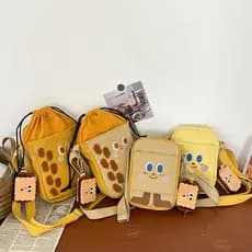 Bolsa de torradas estilo coreano Bolsa mensageiro Bolsa para celular Crossbody Bolsa para celular Bolsa de lona Carteira