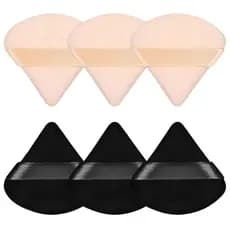 Esponja triangular para aplicação de maquiagem, esponja de pó solto flocada, esponja para aplicação de pó compacto seco.