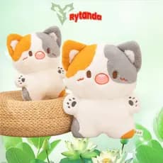 Rytanda Calico Cat Brinquedo De Pelúcia Para Criança Menino Menina Pluthie Boneca Simulação Travesseiro De Gato Preto Do