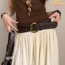 [EL-t] Cinto De Rebite Feminino Gótico Resistente Couro Y2k Vestido Punk Jeans Acessórios De Cintura Novo