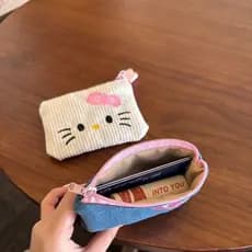 ‌ Bolsa Kawaii Hello Kitty-Mini Carteira Adorável , Organizador Portátil Para Meninas (Armazenamento De Fones De Ouvido