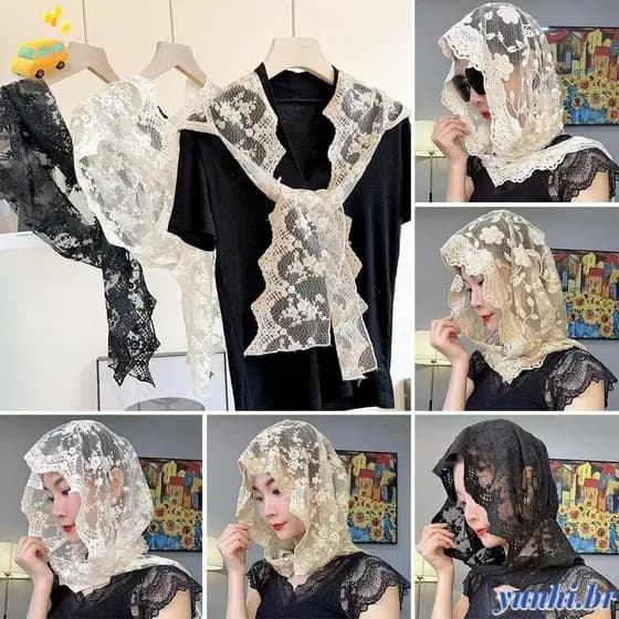 Boné De Proteção Solar YUNHI , Lenço Elegante De Renda Bordado De Pescoço 2 Em 1 Fada Doce Para Mulheres