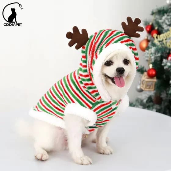 Natal Roupa Cachorro Para Cães Casaco Filhote De Colete Pet Hoodie Elk Veado Traje