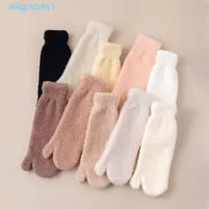 ALLGOODS Meias De Lã De Dois Dedos , Tubo Médio Engrossado Quente Separado Pelúcia , Chão Simples Inverno