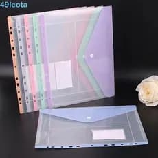 LEOTA Bolsa De Arquivo De Folhas Soltas , Bolsos De Pasta Transparentes Com Fecho De Botão , Documentos De Alta Capacida