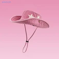 Chapéu De Cowboy Ocidental BLUEVELVETSP , Sol De Aba Larga Para Viagens De Caminhadas Estrelas Y2k Ajustável Ao Ar Livre