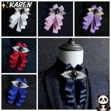 Gravata borboleta KAREN, liga de poliéster, acessório de pescoço para terno masculino, imitação de pedra, decoração de p