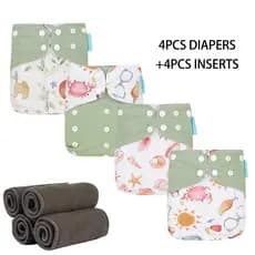 Fraldas Ecológicas para Bebês HappyFlute Laváveis, Ajustáveis e Reutilizáveis, Adequadas para Bebês Masculinos e Feminin