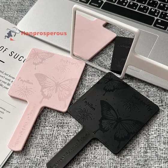 Hanprosperous > Espelho Quadrado Borboleta Vintage , Mini De Maquiagem Cosmético De Mesa Portátil Para Viagem , Beleza ,