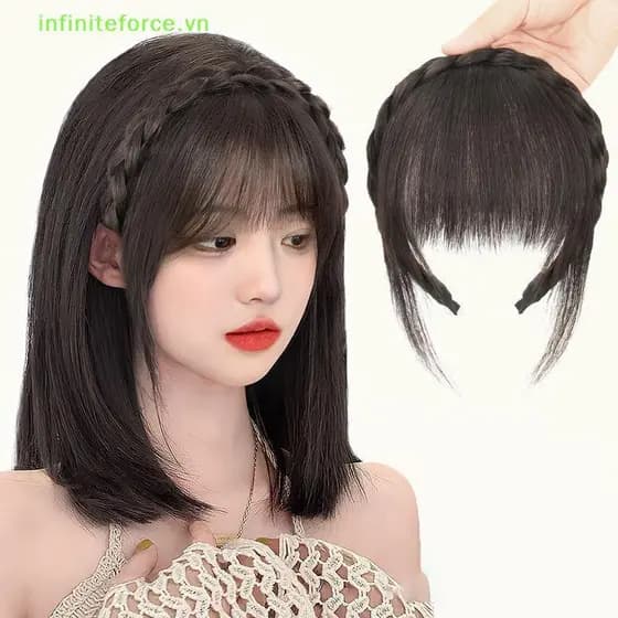 Nobleflyinginvn Peruca Franja De Ar Natural Invisível Reta Sem Costura Testa Falsa Ferramentas De Penteado [VN]