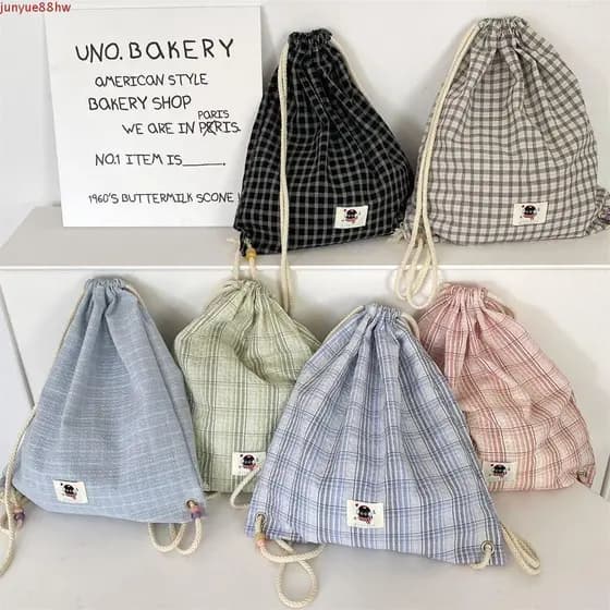 Mochila Xadrez JUNYUE , Bolsa Leve Com Cordão Coreana , Mochilas Escolares Estéticas Para Estudantes Harajuku Y2k