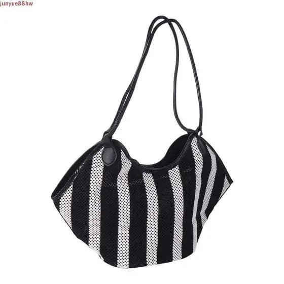 Bolsa De Praia De Palha JUNYUE , Sacola De Compras De Armazenamento Casual De Grande Capacidade , Listrada Portátil De T