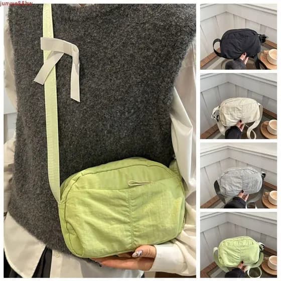 JUNYUE Sling Crossbody Bag , Bolsa Mensageiro De Grande Capacidade Quadrada De Nylon , Pacote De Cintura Versátil Com Zí