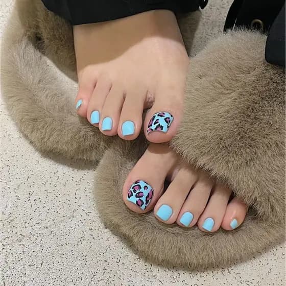 2026 azul leopardo impressão unha usar unhas dopamina quente meninas doce legal pés pés pés Manicure usar unhas